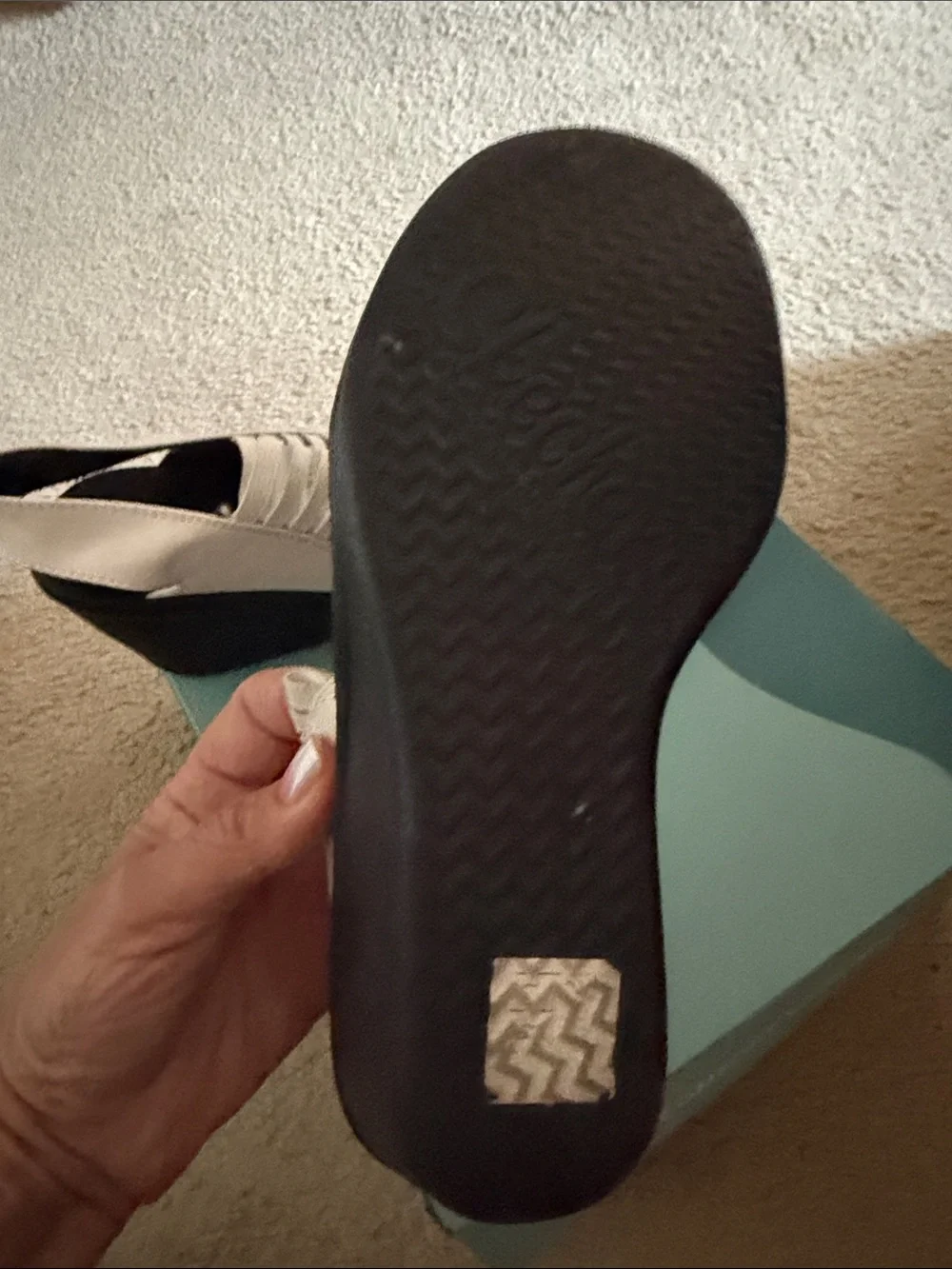 Skechers White and Black Slingback Wedge Sandals